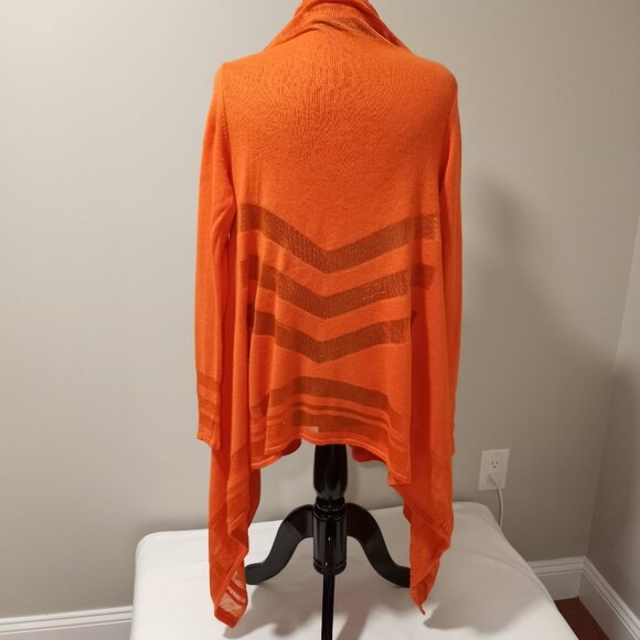 TED BAKER BRIGHT ORANGE LONSLEEVE WRAP CARDIGAN WITH SHEER PANELS WOMEN SIZE S - Picture 7 of 12